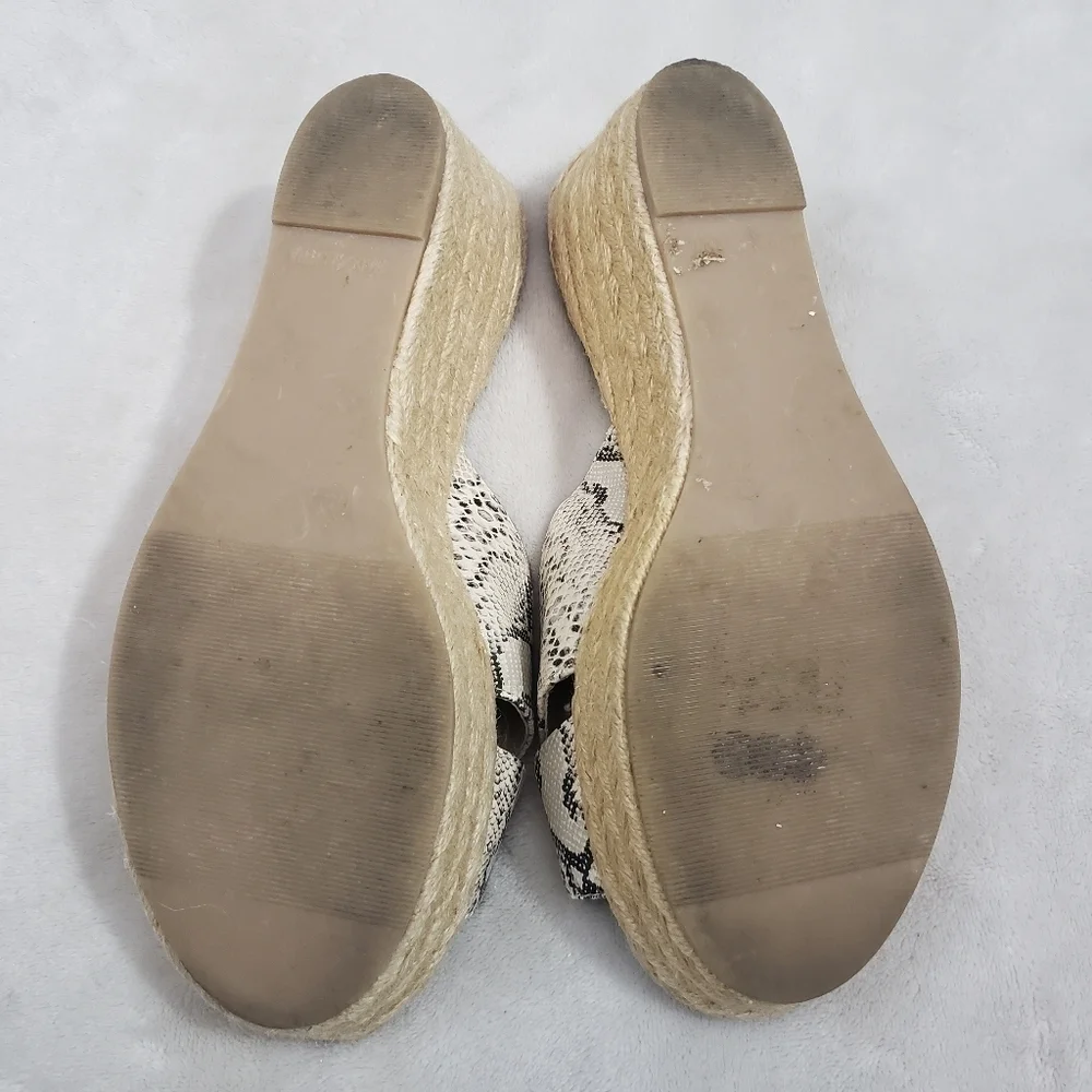 Kelsi Dagger Bianca Snakeskin Criss Cross Espadrille Wedge Sandal Size 8.5